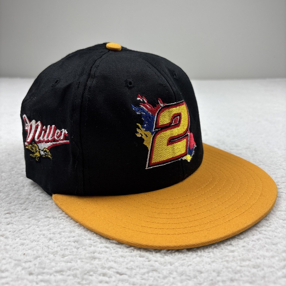 VINTAGE NASCAR Rusty Wallace #2 Miller Racing Snapback Hat NWT Made in USA 90s - Picture 1 of 12